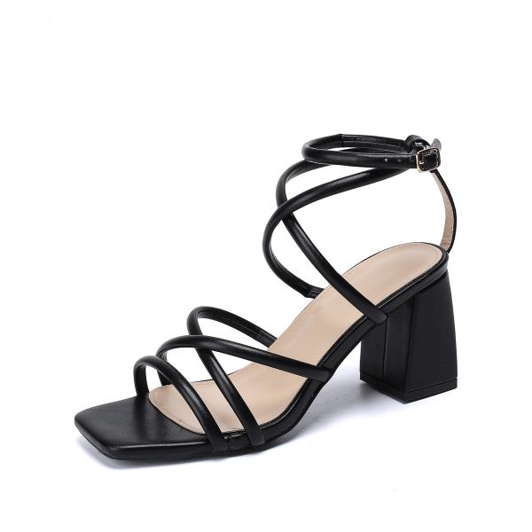Aiertu  Large Size Low Sandals Woman Leather Big Low-heeled Rubber Rome Hoof Heels Fabric Slides PU Large Size Low Sandals Woman Leather Aiertu