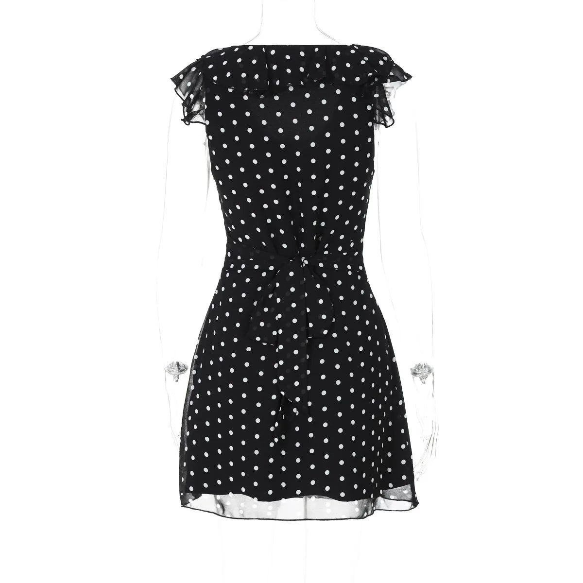 Aiertu  -  Sexy Mesh Patchwork Mini Dress Female Sleeveless V-Neck Contrast High Waist Slim Party Dress For Women Summer Y2k Dress Aiertu