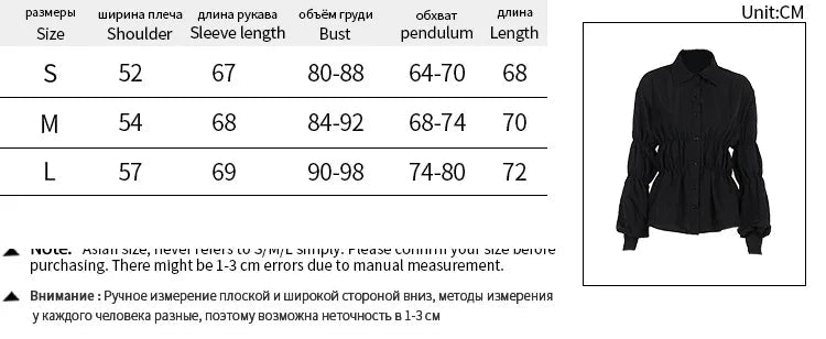 Aiertu  -  Elegant Fashion Shirring Button Shirt Women Casual Solid Long Sleeve Lapel Blouses Shirts Spring Slim Tops Tunic Blusas Streetwe Aiertu