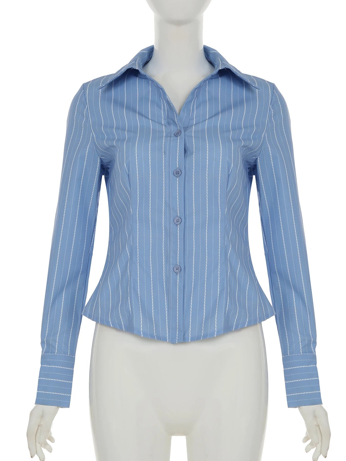 Aiertu  Office Ladies Casual Striped Blouse Elegant Basic Turn-Down Collar Long Sleeve Shirts Women Spring Autumn Streetwear Aiertu