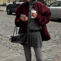 Aiertu  -  Chic Stand Collar Zipper Baseball Jersey Women Loose Casual Long Sleeve With Pocket Jackets Autumn Winter New Female Coats Aiertu