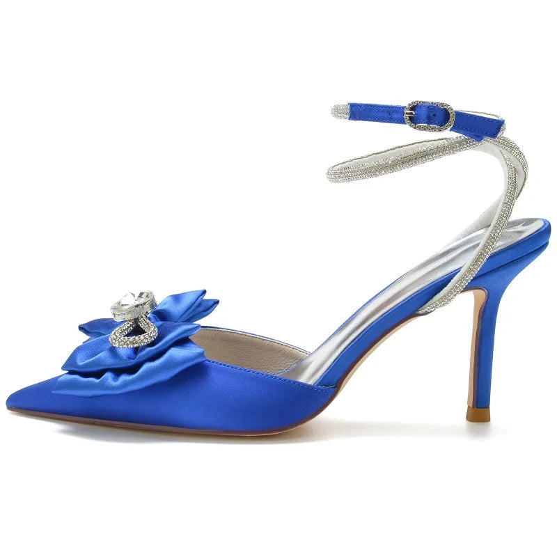 Aiertu  -   Bowknot Rhinestone Pointed Sandals Sexy Ankle Strap Bridal Shoes Wedding Party Sandals New Bridesmaid Women's Shoes 35-43 Aiertu