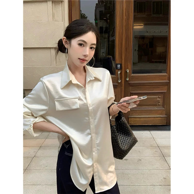 Aiertu  Elegant Shirts Women Vintage Sexy Lace Backless Bandage Blouses Summer Korean Hollow Out Long Sleeve Design Casual Tops Aiertu