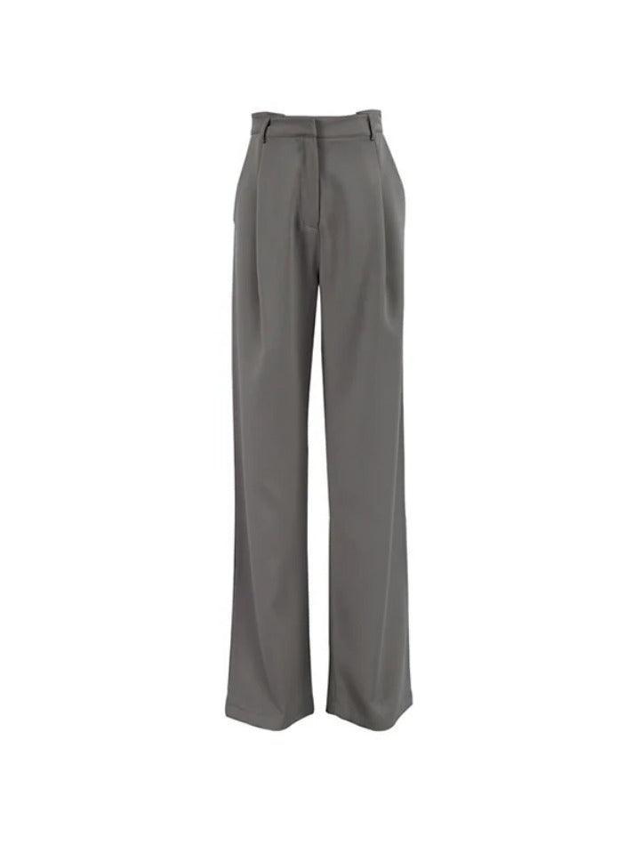 Aiertu  -Solid High Rise Tailored Pants aiertu