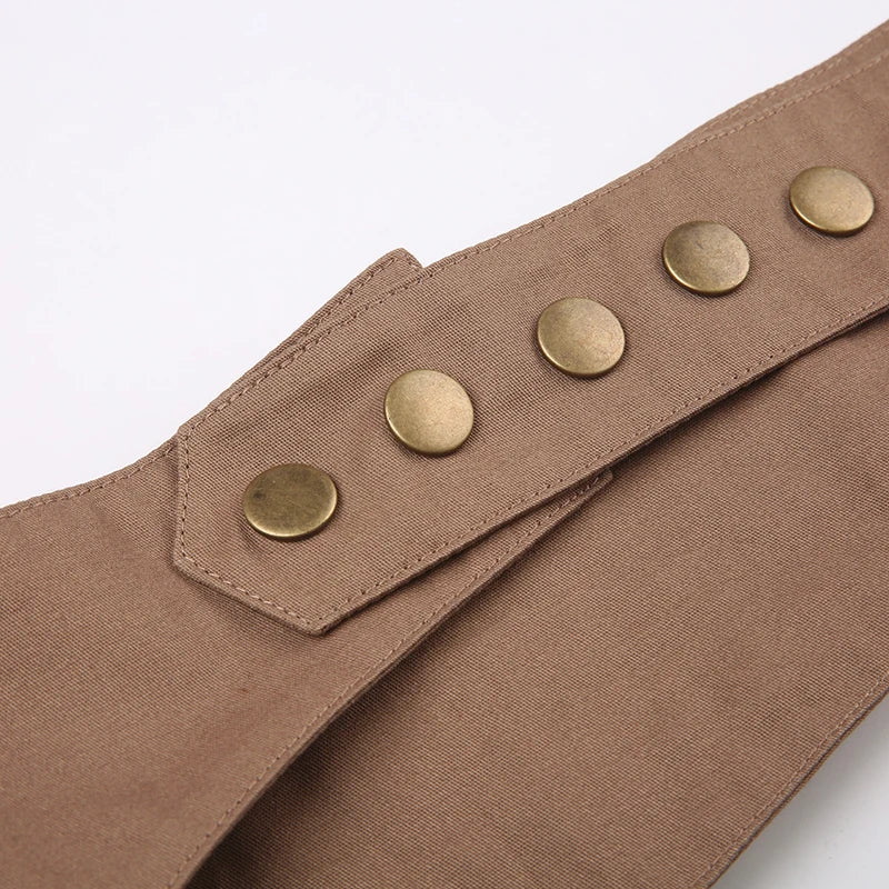 Aiertu  -  Harajuku Brown Buttons Vintage Female Belts Pockets Y2K Grunge Bum Bag Waistband Accessories Wide Sashes Outfits Aiertu