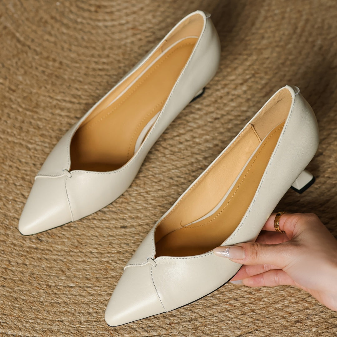 Aiertu  Women's sheepskin pointed toe slip-on pumps elegant ladies 5cm thin high heel daily slim dress heeled shoes for woman 2025 new Aiertu