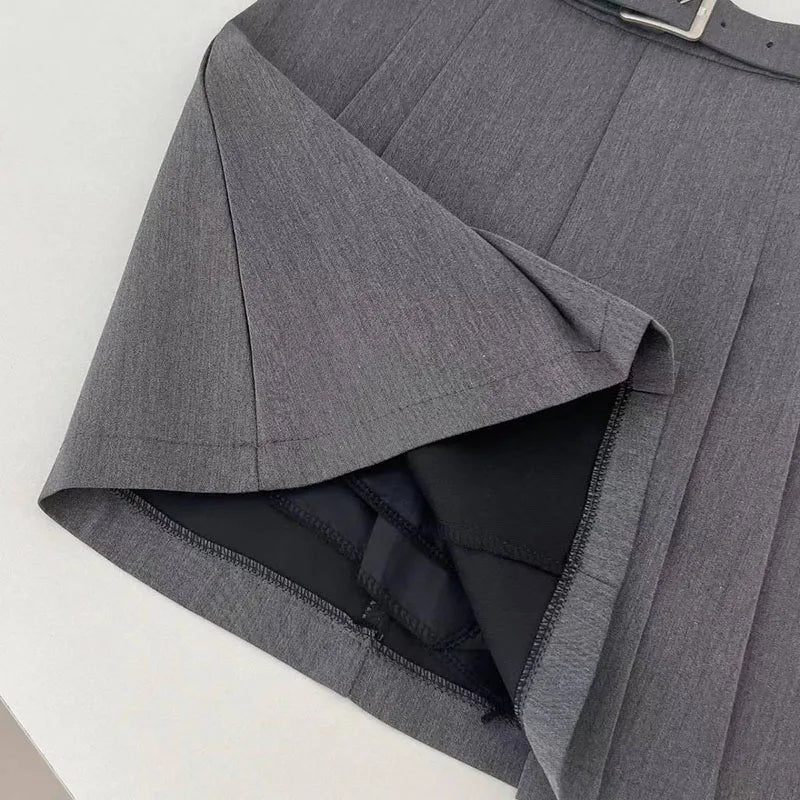 Aiertu Preppy Style A-Line Skirt for Women Summer New High Waist Black Gray Pleated Skirts Female Casual Student Mini Skirts Aiertu