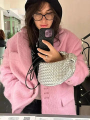 Aiertu  -  Loose Lapel Plush Jacket Female 2026 Autumn Winter New Warm Solid Button Long Sleeve Coat Office Lady Outwear Elegant Aiertu
