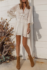 Aiertu  -Sexy Vacation Lace Fringed Trim Swimwears Cover Up aiertu