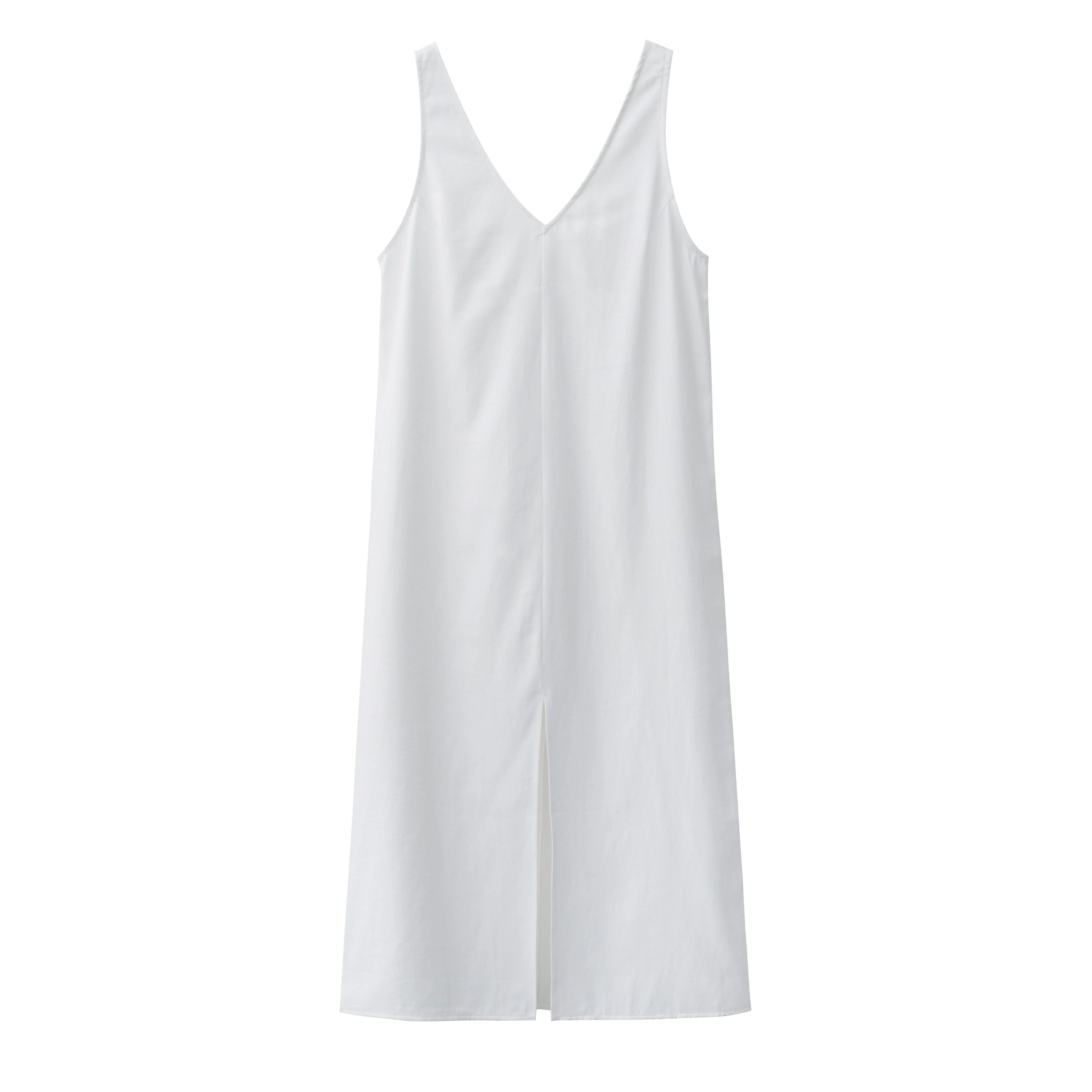Aiertu  -  2026 Summer Women Solid White V Neck Sleeveless Fashion Dress Split Tank Dress Aiertu