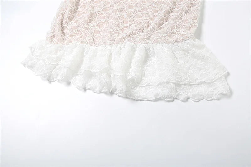 Aiertu  -  Sexy Lace Mini Dress For Women Fashion Splice High Waist Suspender Dress Bodycon Sleeveless Female Backless Party Dress Aiertu