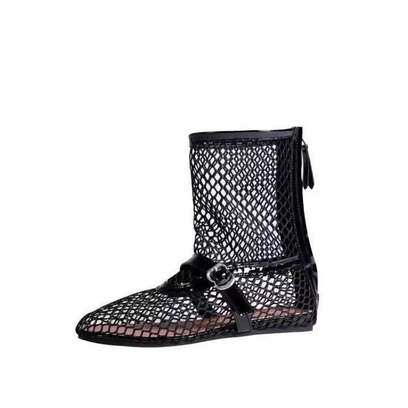 Aiertu  -  Women's New Mesh Roman Boots Sexy Short Boots Women's 2024 New Black Single Shoes Sandals Sandalen Aiertu