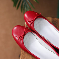 Aiertu  Women Ballet Shoe Sheepskin Loafers Basic Style Sweet Girls Spring Ballet Shoes Slip On Butterfly-Knot Women Flats Round Toe Aiertu