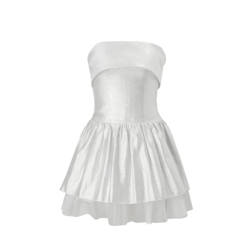 Aiertu  -  Shiny Party Tube Top Dress Ladies Sexy Backless Bandage Off Shoulder Mini Dresses Women's Elegant Evening Dress Female Aiertu