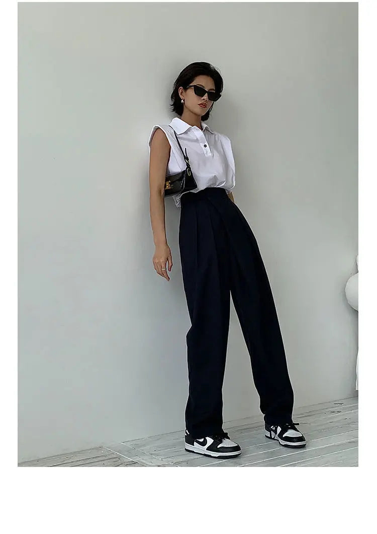 Aiertu  -  Khaki Wide Leg Women's Pantsuit Baggy Classic Pants Vintage Palazzo Office Elegant Casual Trouser Female Work Wear Chic Aiertu