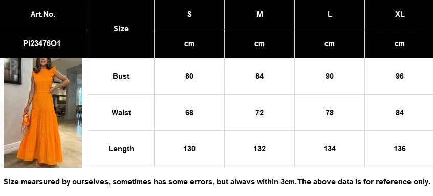 Aiertu  Bohemian Solid Hollow Out Elegant Women Dress O Neck Flying Sleeve Button Long Dress Summer Chic Casual Beach Women Clothing Aiertu