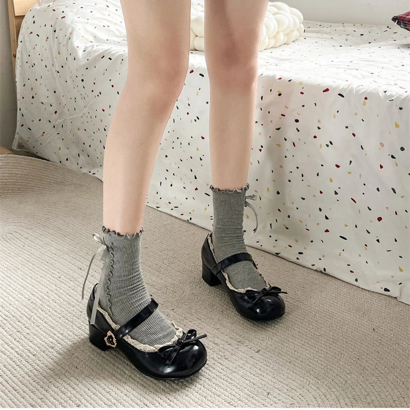 Aiertu  -  Fashion JK Women Mary Jane Shoes Ladies Causal Shallow Butterfly-knot Shoes Spring Autumn Female Leather Shoes Aiertu