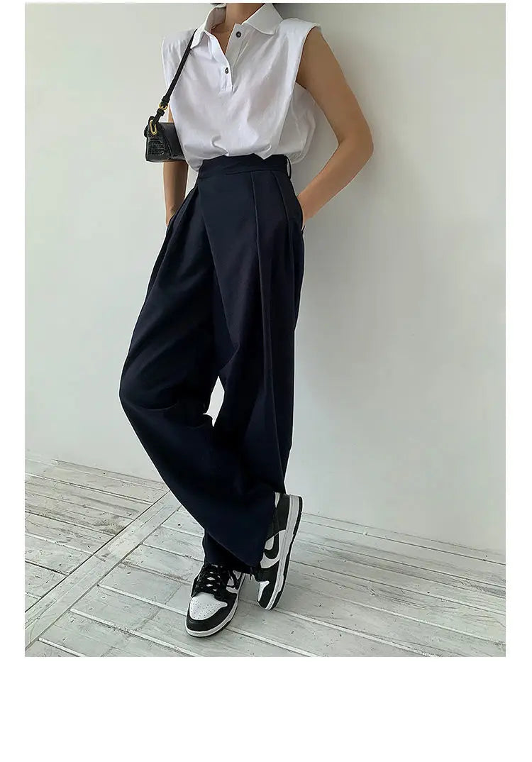 Aiertu  -  Khaki Wide Leg Women's Pantsuit Baggy Classic Pants Vintage Palazzo Office Elegant Casual Trouser Female Work Wear Chic Aiertu