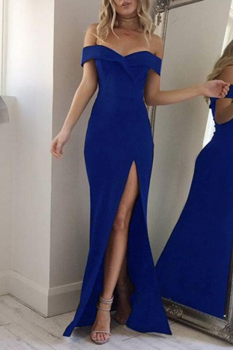 Aiertu  -  Fashion Elegant Solid Backless High Opening Off the Shoulder Irregular Dress Dresses(5 Colors) Aiertu