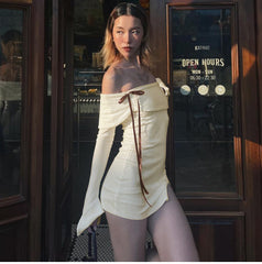 Aiertu  -Marley Off-Shoulder Ribbon Mini Dress aiertu