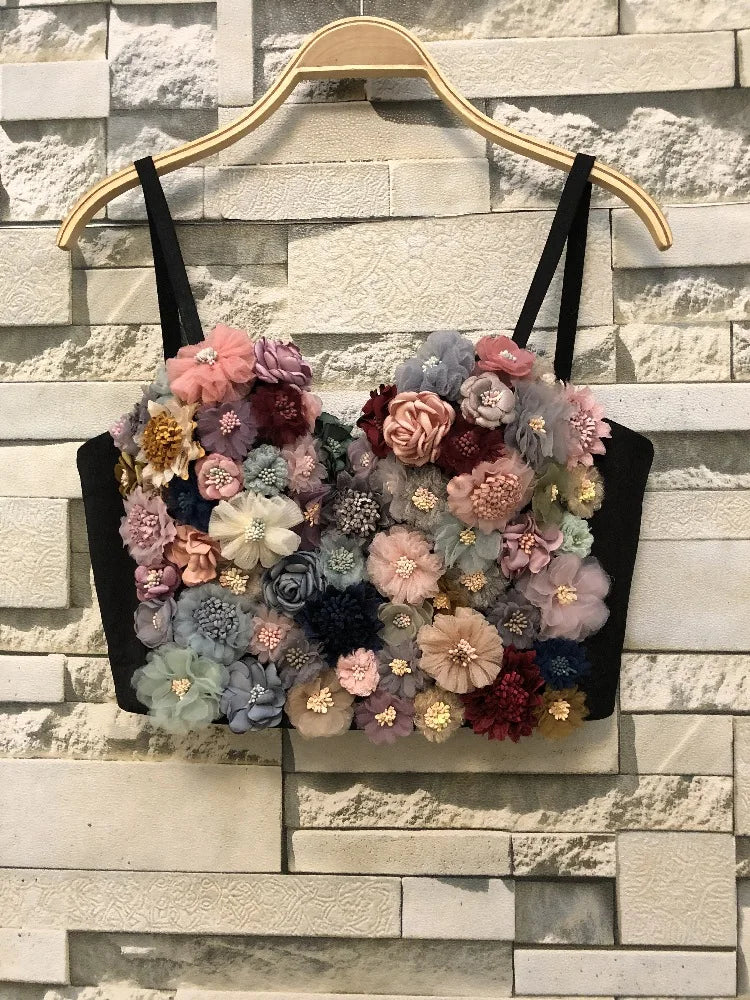 Aiertu  -  Women Sexy Designer Colorful Floral Cotton Camisole Tops Summer Ladies Trendy High Street Short Camis Crop Tops Aiertu