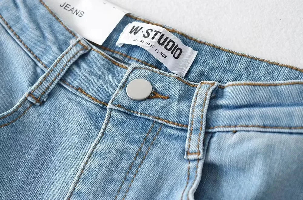 Aiertu  -  High Waist Denim Pants Women Solid Color Elastic Slim Fit Flare Pants For Hot Girl Denim Trousers Women Flare Jeans Streetwear Aiertu