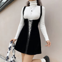 Aiertu - Solid Color Vest Strap Slimming Chest Strap Dress Aiertu
