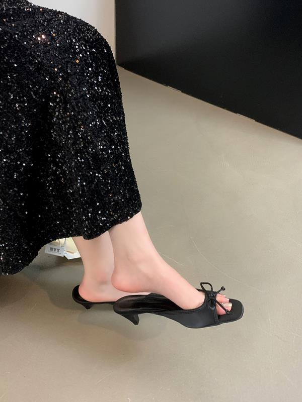 Aiertu  Slippers Women Summer Shoes Female Mule Rubber Flip Flops Low Pantofle Square Toe Butterfly-Knot Slides Med Mules Hawaiian 2025 Aiertu