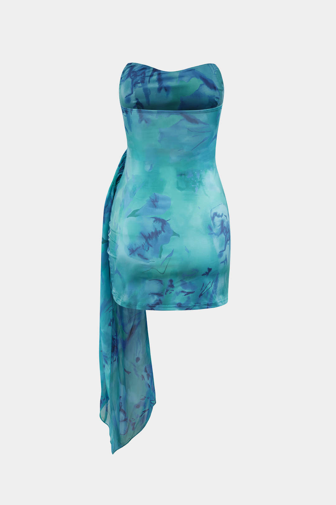 Aiertu  Floral Print Wrap Ruched Strapless Mini Dress Aiertu