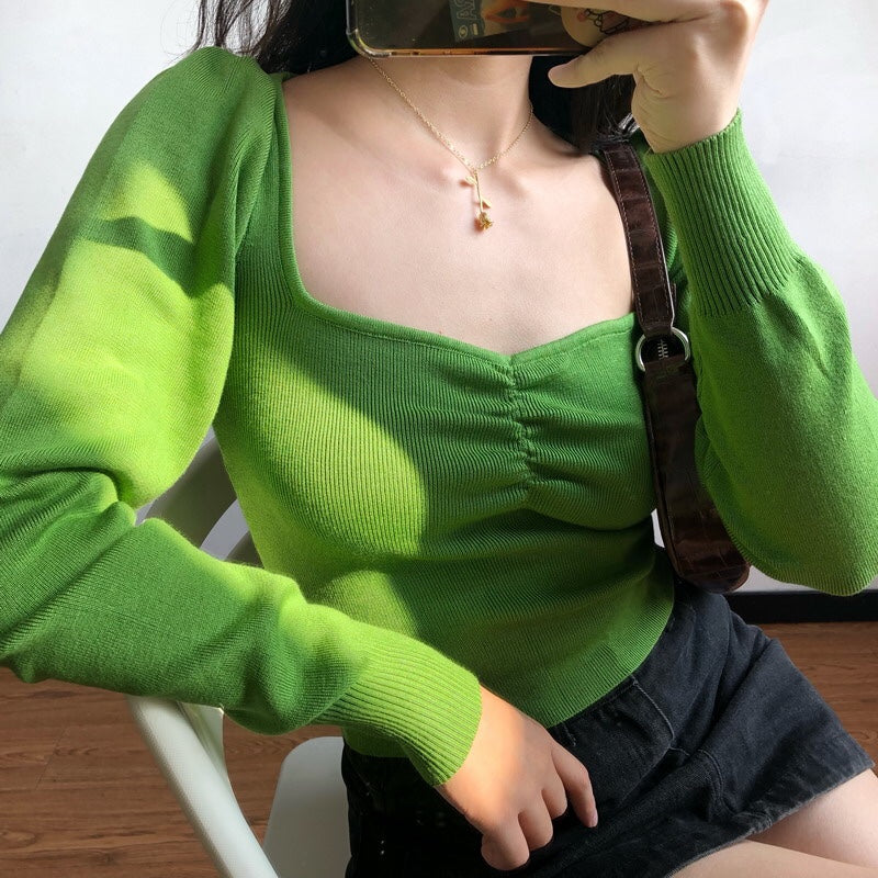 Aiertu - Green Oxford Knit Sweater ~ HANDMADE - new trend inspo - trashy outfits - dinner outfits Aiertu