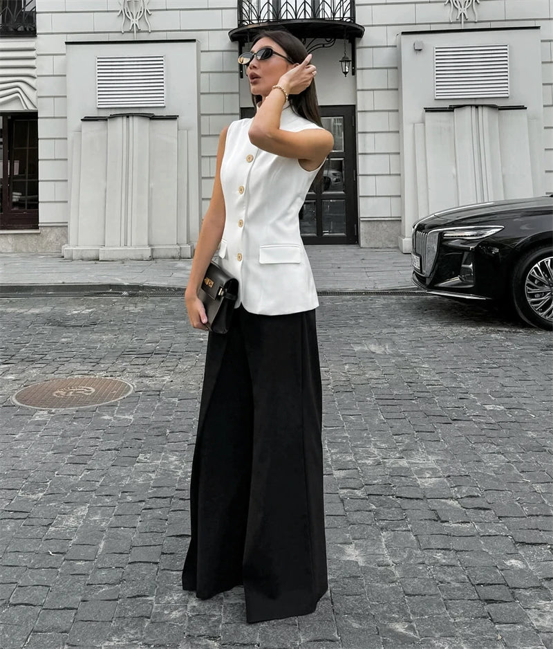 Aiertu  -  New Summer Women Vest Shirt Elegant Office Lady Tops Female Sleeveless White Shirt Stand Collar White Slim Tank 여성나시 Aiertu