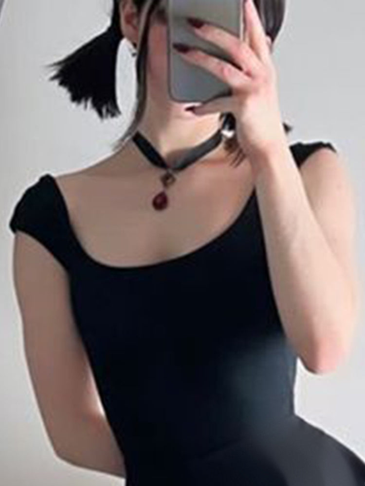 Aiertu - summer inspo Backless Lace-Up Sleeveless Square Collar A Line Mini Dress Women Aiertu