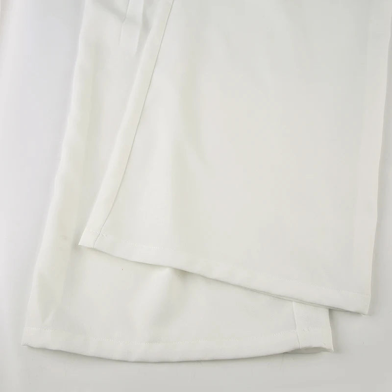 Aiertu  -  Casual White Loose Suit Pants with Belt Women Summer Street Style Baggy Straight Trouser Korean Fashion All-match Capris Aiertu