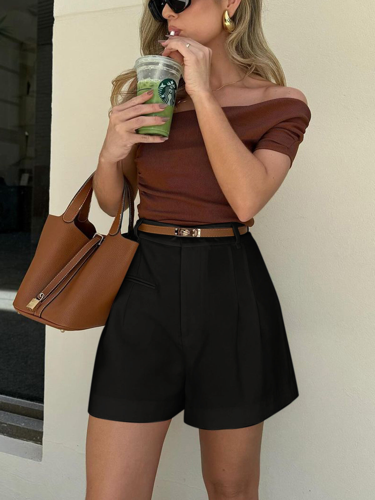 Aiertu  Semi-Sheer Mid-Waist Shorts Without Belt shopify