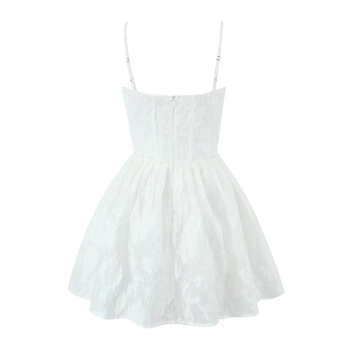 Aiertu  -  French sweet jacquard white suspender dress for women new style fishbone waist slimming A-line skirt Aiertu