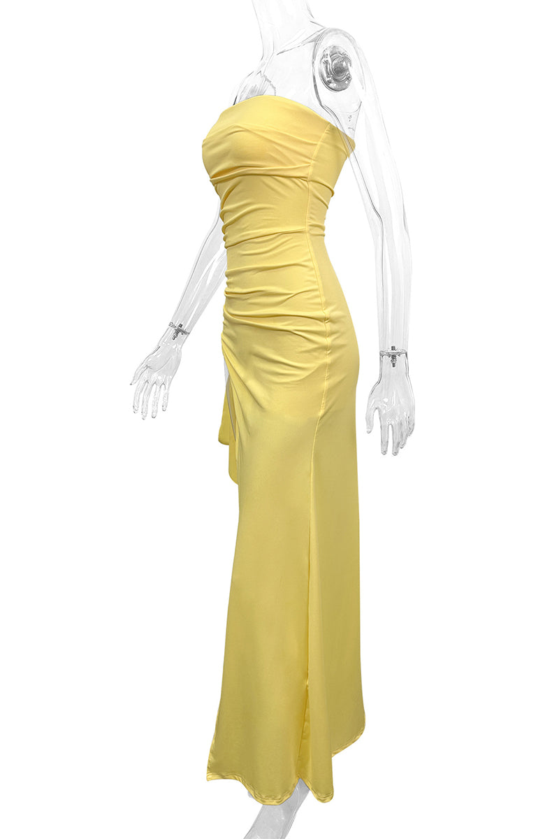 Aiertu  -  Sexy Slit Flounce Strapless Evening Dresses Aiertu