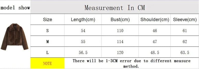 Aiertu  -  casual winter outfits 2024 Winter Brown Fluffy Faux Fur Short Coat Women Elegant Lapel Long Sleeve Plush Soft Warm Jacket Lady High Streetwear Aiertu