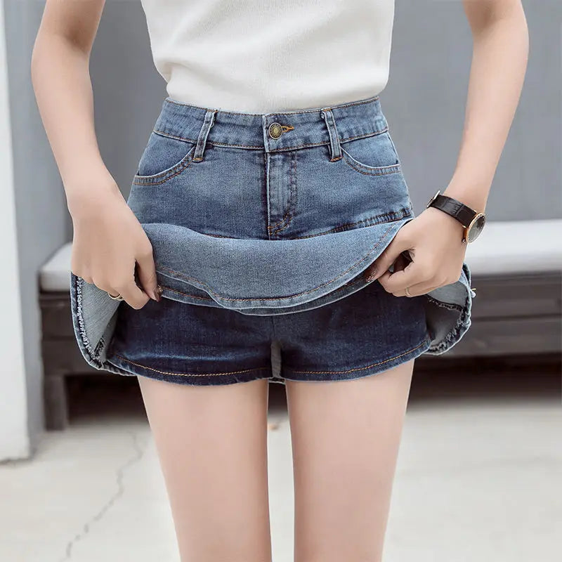 Aiertu summer inspo Ruffle Pleated Shorts Skirts Women Summer Low Waist A Line Y2K Denim Skirt Mini Short Jeans Skirts Outdoor Sex Skirt Woman Aiertu