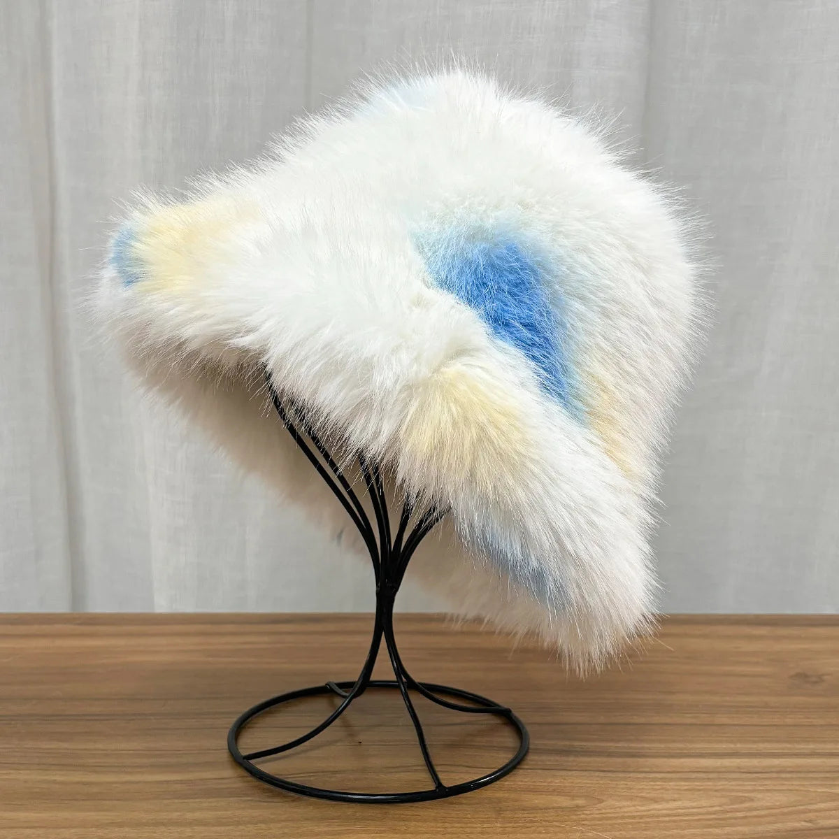 Aiertu  -  Winter Tie-dyed Bucket Hat Imitation Fur Y2k Warm Plush Bucket Hat Unisex Bucket Hat Gorros Invierno Mujer Aiertu