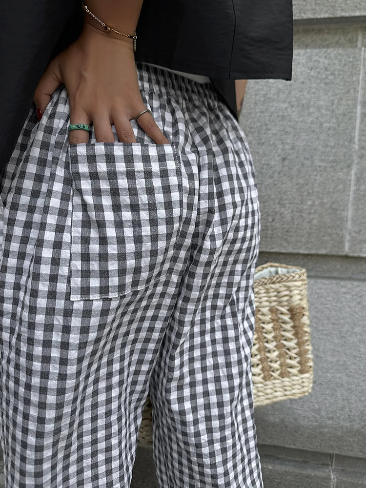 Aiertu  Casual Plaid Wide Leg Pants shopify