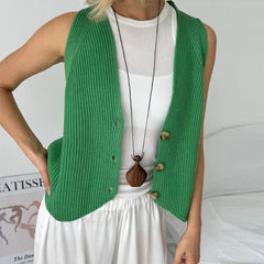 Aiertu  -  Casual Knit Crochet Vest Women Loose V-neck Single Breasted Sleeveless Waistcoat 2026 Autumn New Lady All Match Top Streetwear Aiertu