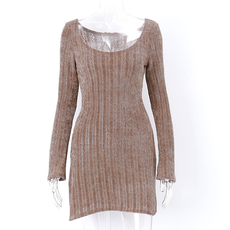 Aiertu - Vintage Chenille Long Sleeve Mini Dress Aiertu