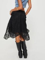 Aiertu  -  Women Lace Skirt Elegant Low Waisted Skirt Irregular Summer Midi Skirt for Casual Daily Aiertu