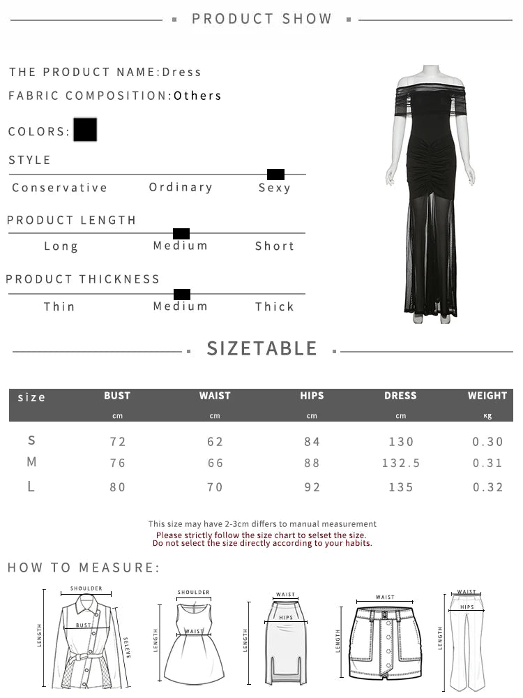 Aiertu  -  Summer Trend Maxi Dress Women Double Deck Ruched Slash Neck Short Sleeve Midnight Simple Solid Stretch Slim Vestidos Aiertu