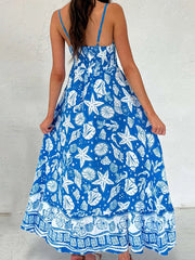 Aiertu  -   Women s Elegant Floral Print Sleeveless Maxi Dress with Adjustable Spaghetti Straps and A-Line Silhouette for Summer Beach Aiertu