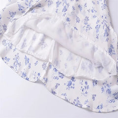 Aiertu  -  French Retro Slim Fit Small Flying Sleeves Printed Dress Women Summer New Short Floral Skirt Aiertu