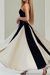 Aiertu  -  Sexy Patchwork Contrast Strapless Long Dresses Aiertu