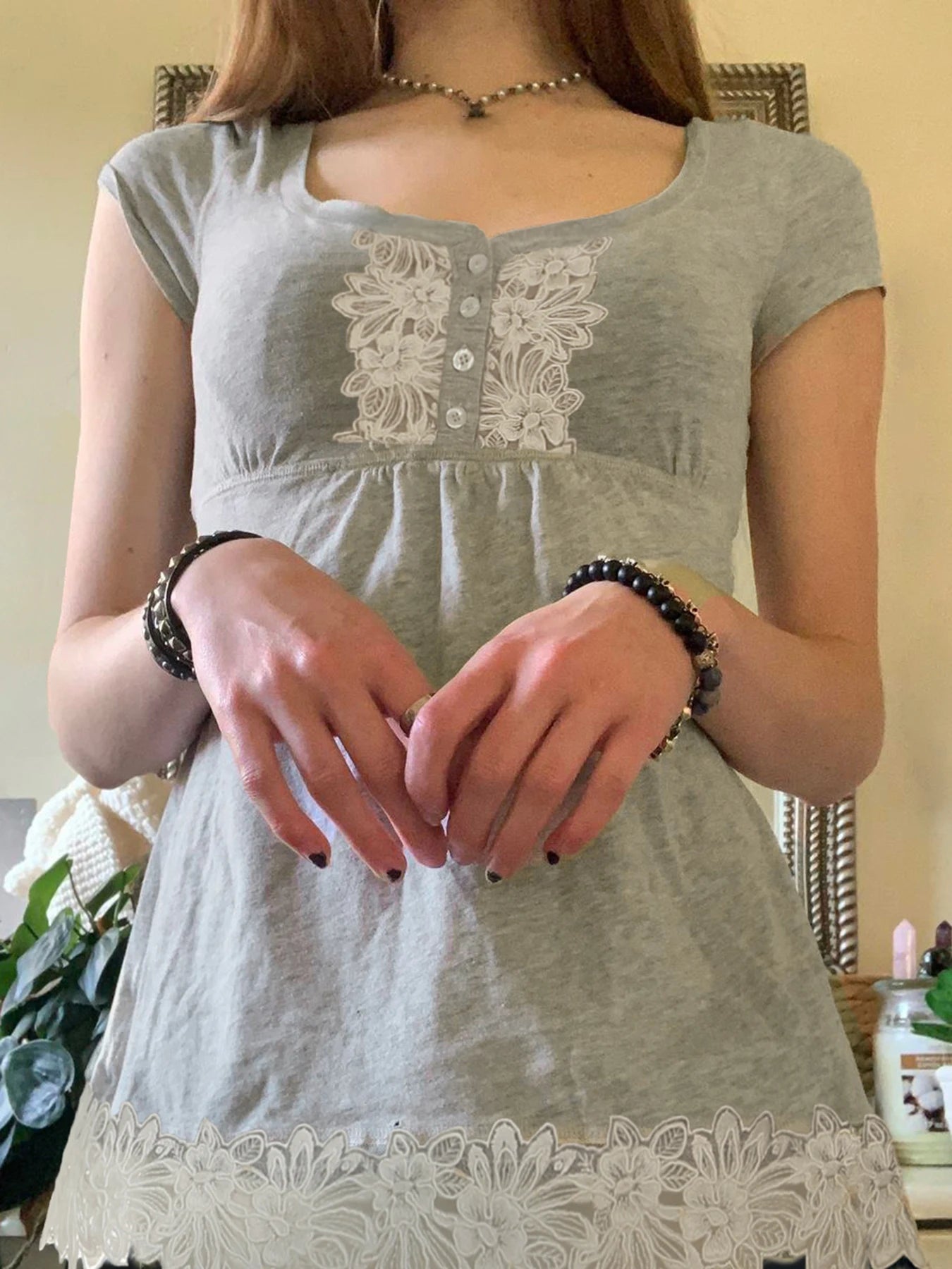 Aiertu  Cute Lace Trim Slim Simple T-Shirts Summer Sweet Basic All-Match Fashion Trendy Japanese Women’s Clothes Aiertu