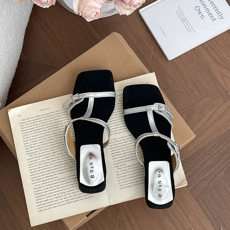 Aiertu  -  Summer Women Fashion Open Toe Slippers Casual Thick Heel Beach Vacation Slides Party Dress Shoes Aiertu