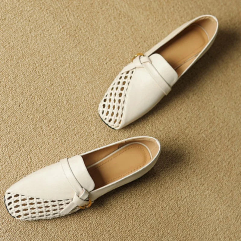 Aiertu  -  Women Shoes Fashion Loafers 2025 Summer New Design Hollow Slip On Breathable Mesh Elegant Women Flat Shoes Walking Casual Shoes Aiertu